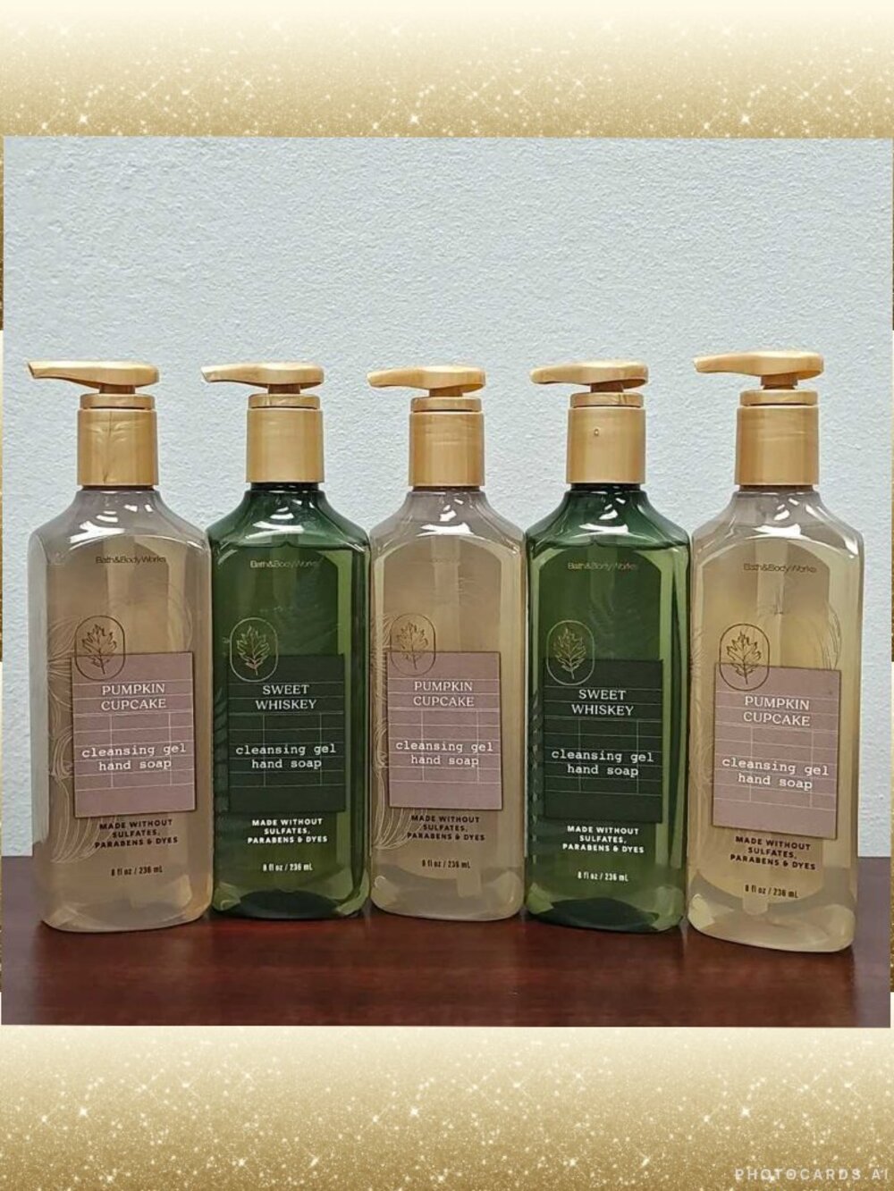 Bath & Body Works 5 Pc SWEET WHISKEY PUMPKIN CUPCAKE Cleansing Gel Hand Soap Set